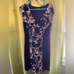 Connected Apparel Navy and Tan Dress